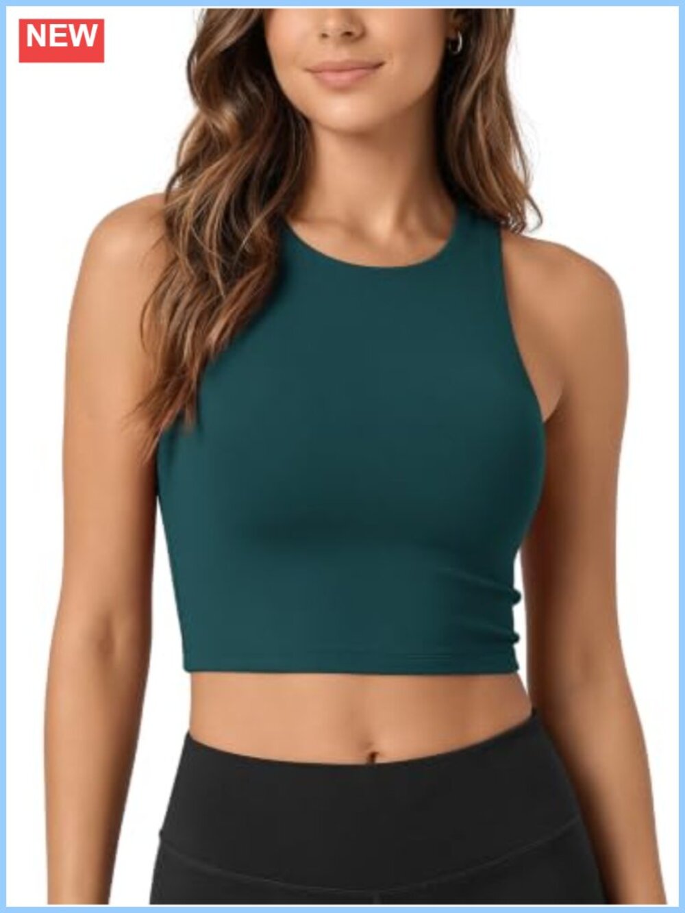 Double Layer High Neck Crop Tank Cloud Feeling Sleeveless Yoga Cropped Top